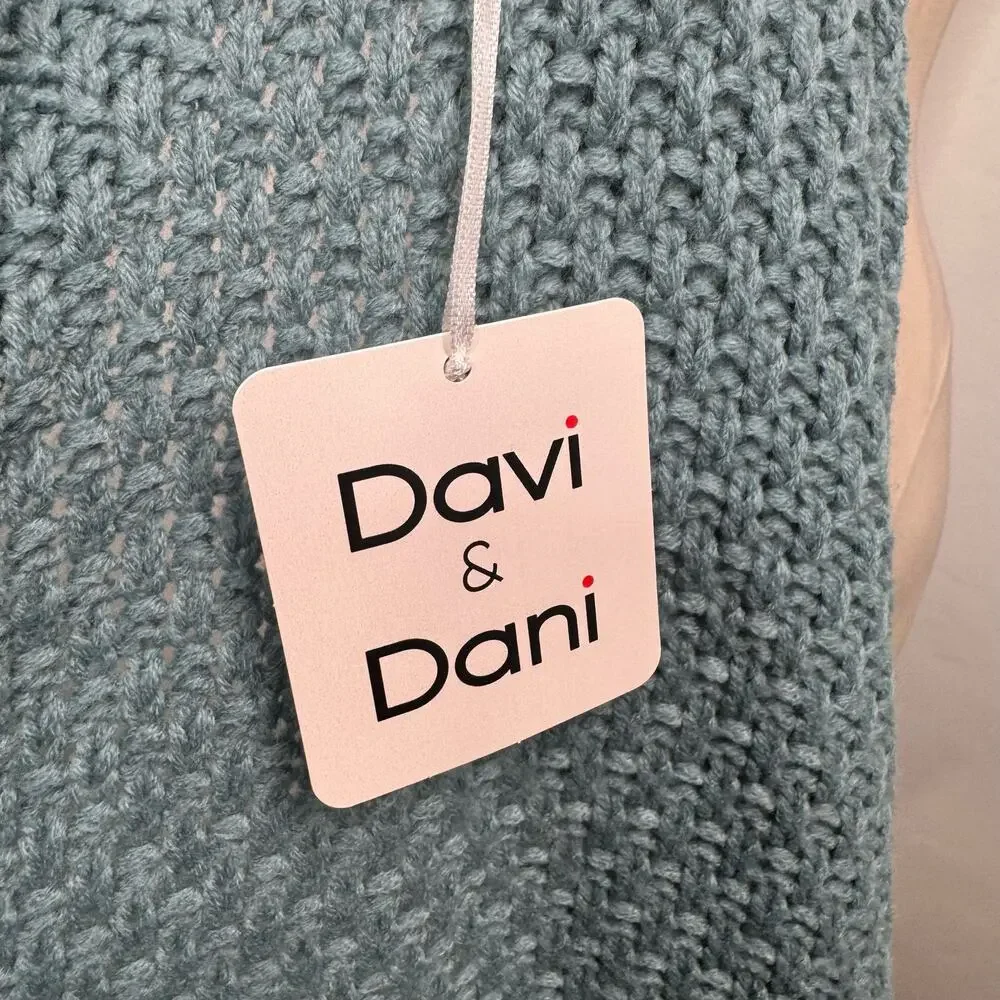 NWT Davi & Dani Dolman Sleeve Knit Pattern Cardigan Blue Casual Boho Size 3XL